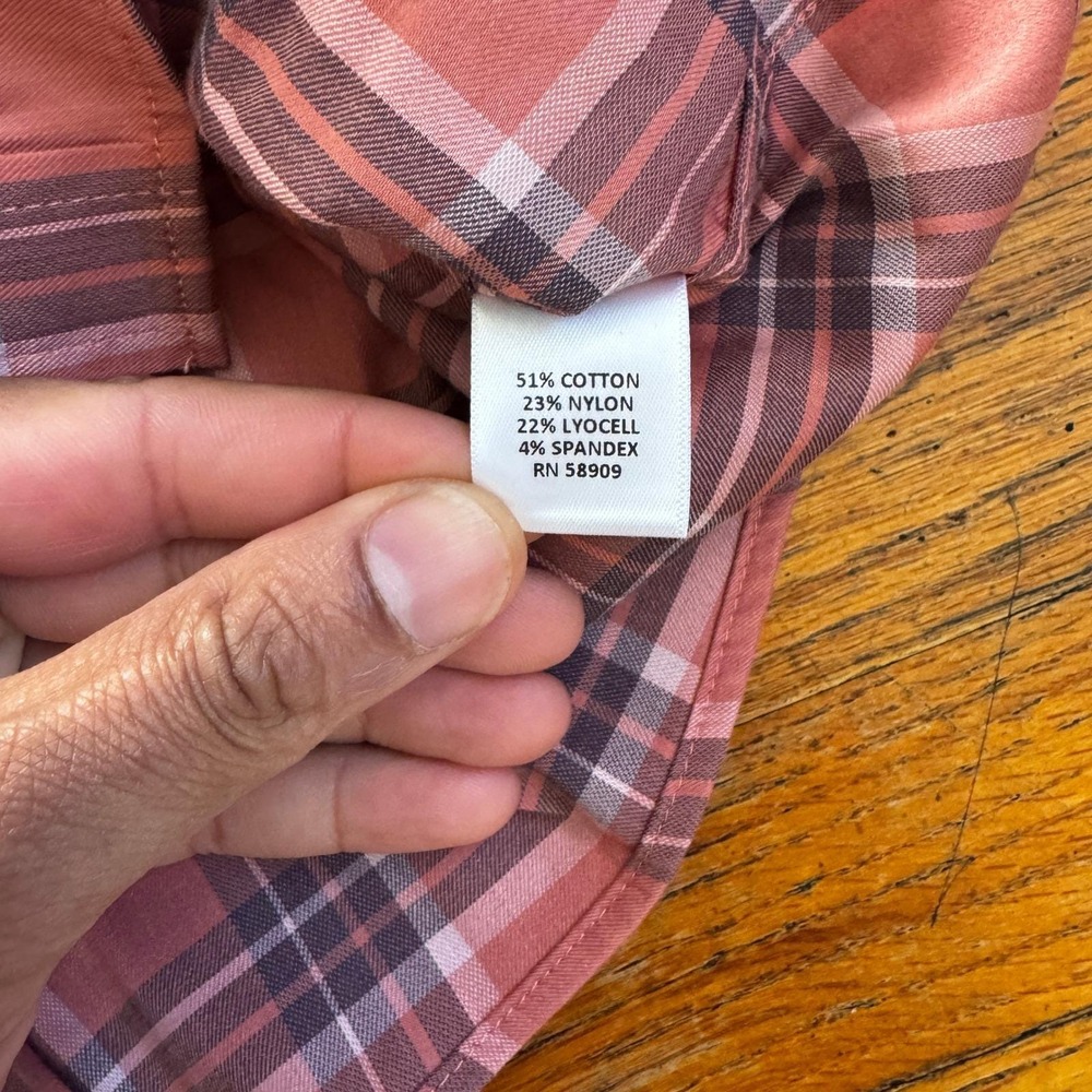 ROWM Mens Large Pink Purple Plaid Long Sleeve Button Down Stretch Shirt L - Picture 7 of 8